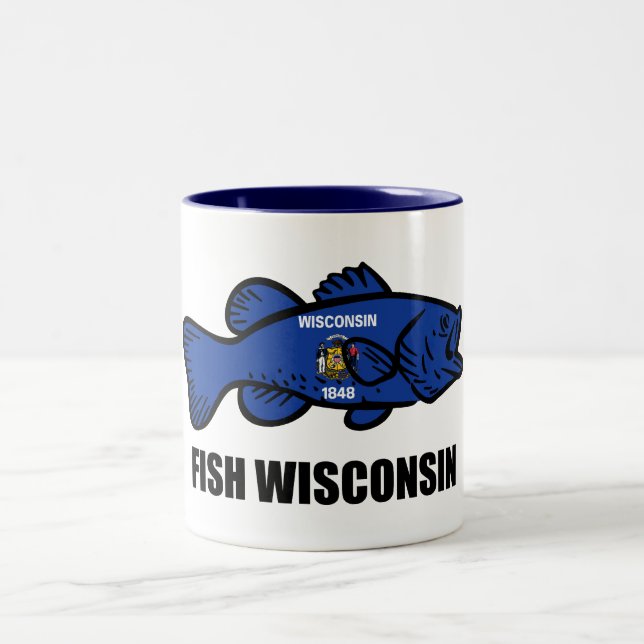 Tasse 2 Couleurs Drapeau du Wisconsin de poisson (Centre)