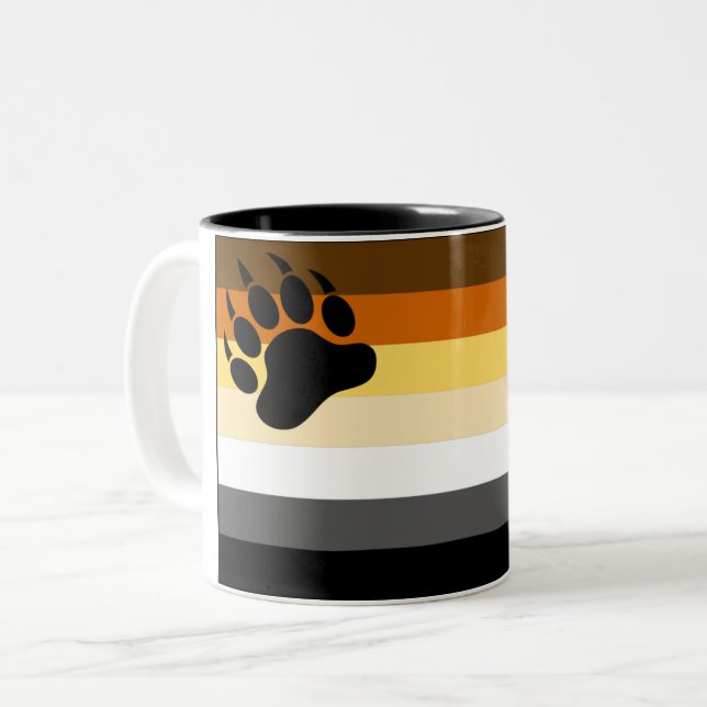 Tasse 2 Couleurs Drapeau gai de fierté d'ours (Devant gauche)