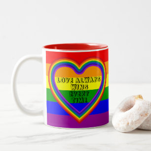 Tasse 2 Couleurs Drapeau Gay pride LGBTQAI avec texte et photo