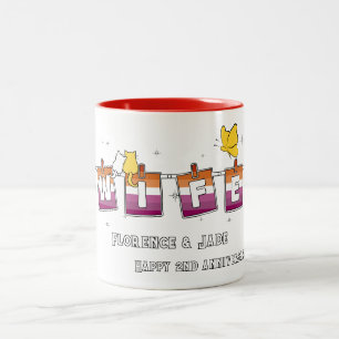 Tasse 2 Couleurs Drapeau lesbien Sunset Femme Joyeux Anniversaire