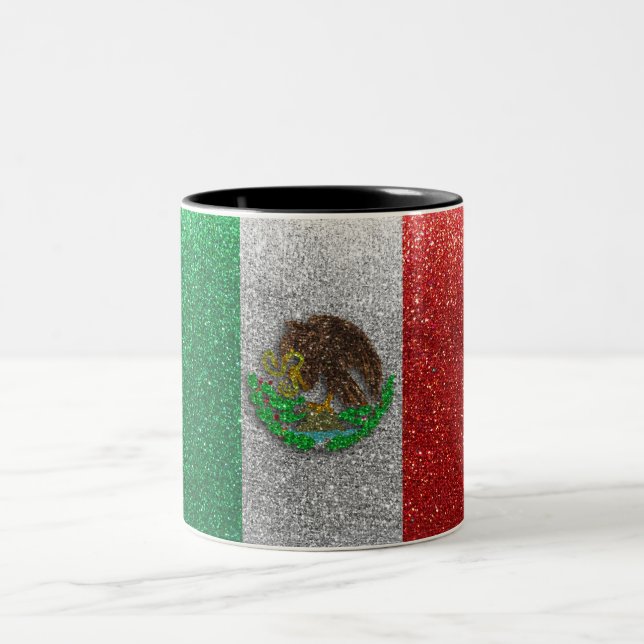 Tasse 2 Couleurs Drapeau mexicain Mexico Parties scintillant à bill (Centre)