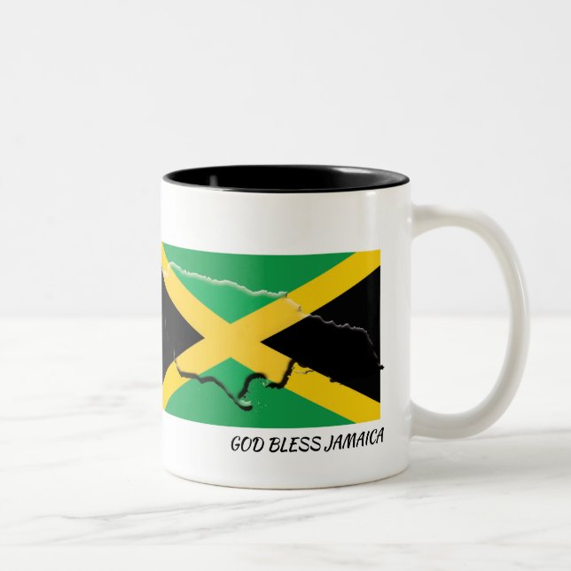 Tasse 2 Couleurs DRAPEAU Patriotique JAMAICA | Écriture blanc perso (Droit)