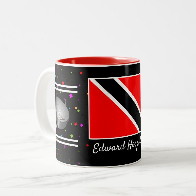 Tasse 2 Couleurs Drapeau & Steelpan de Trinité-et-Tobago (Votre nom (Devant gauche)