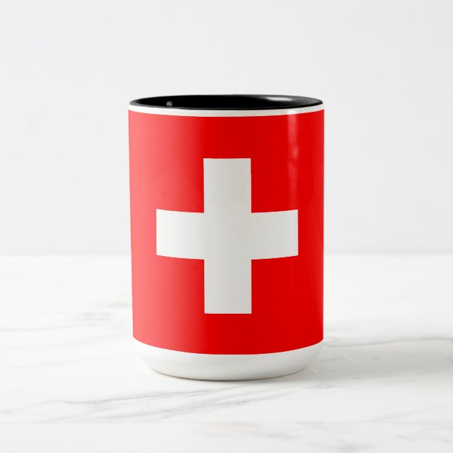 Tasse 2 Couleurs Drapeau suisse (Suisse) (Centre)