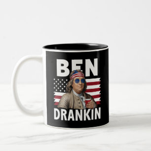 Tasse 2 Couleurs Drapeau vintage drôle Ben Drankin Beer 4 juillet