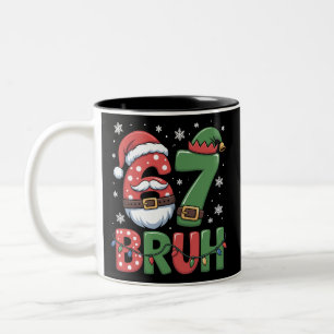 Tasse 2 Couleurs Drôle 6 7 Six Sept Bruh Meme Noël Santa Elf 