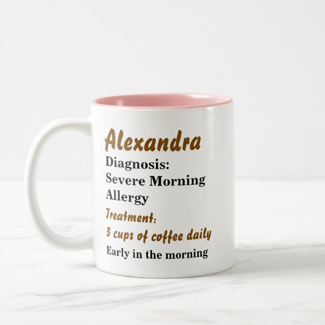 Tasse 2 Couleurs Drôle Allergie matinale personnalisée (Gauche)