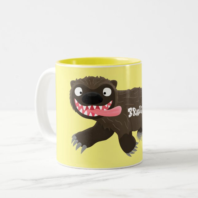 Tasse 2 Couleurs Drôle animal avide de carcajou (Devant gauche)
