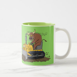 Tasse 2 Couleurs Drôle bulldozer de conduite de taureaux