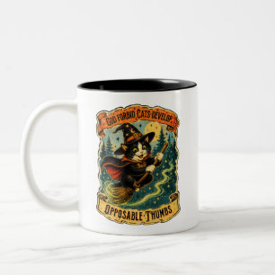 Tasse 2 Couleurs Drôle Chat Sorcière Gothique Vintage Halloween