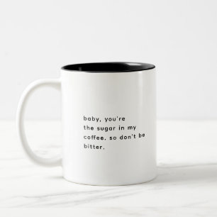 Tasse 2 Couleurs Drôle & Corny Romantique Dire Moderne Noir & Blanc