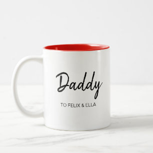 Tasse 2 Couleurs Drôle Daddy Cadeau, Fête des pères Noms des enfant