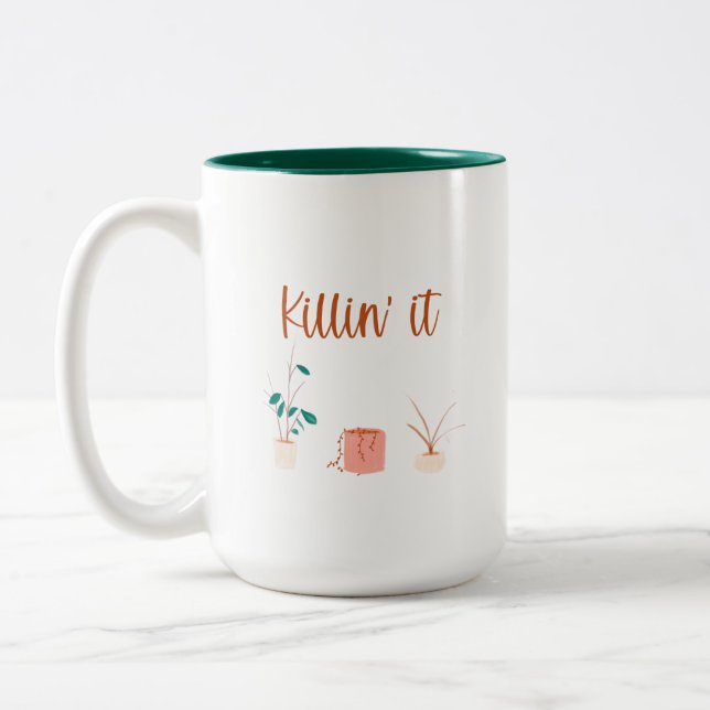 Tasse 2 Couleurs Drôle Dame Plante (Gauche)