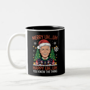 Tasse 2 Couleurs Drôle de Père Noël Joe Biden Joyeux Euh Euh Noël L
