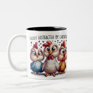 Tasse 2 Couleurs Drôle Distrait Par Les Poules