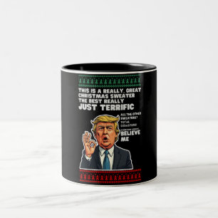 Tasse 2 Couleurs Drôle Donald Trump laide parodie de pull de Noël