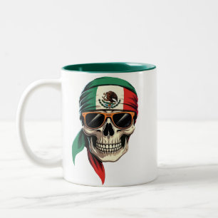 Tasse 2 Couleurs Drôle Drapeau Mexicain Drôle Crâne 16 septembre Me