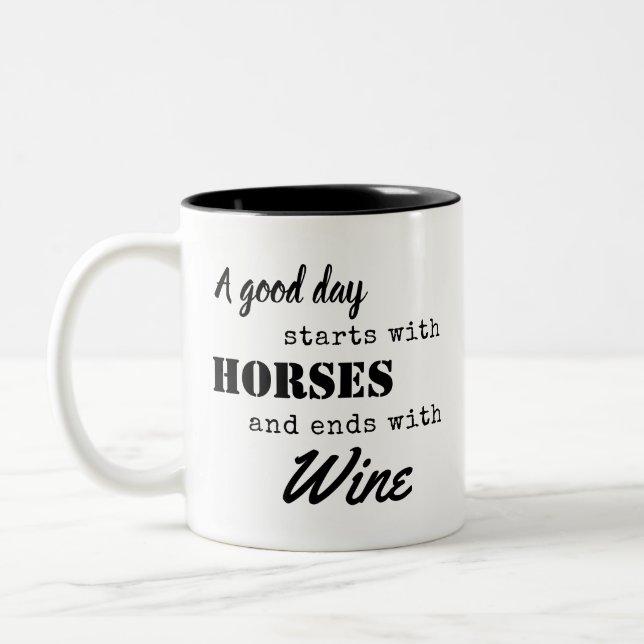 Tasse 2 Couleurs Drôle Equestre Cheval Vin Café Thé (Gauche)