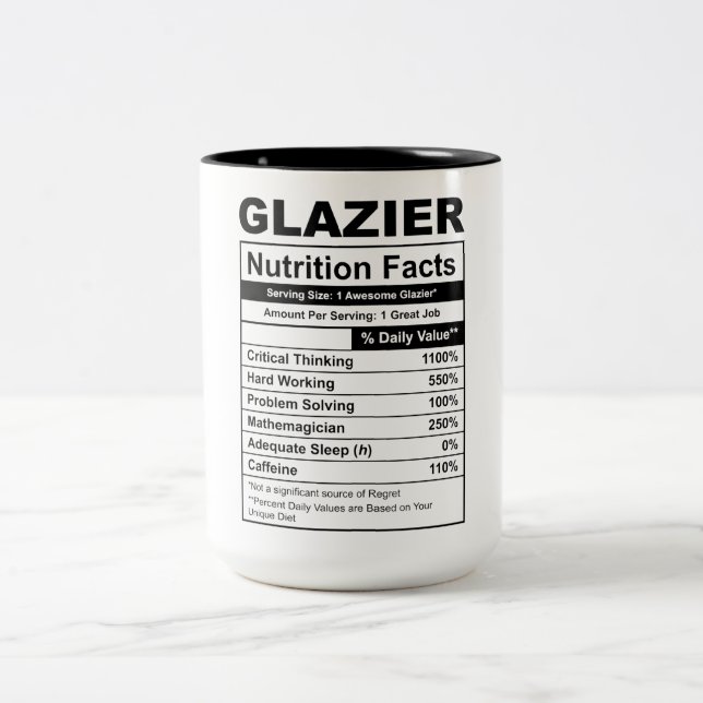 Tasse 2 Couleurs Drôle Glazier Nutrition Fiches (Centre)