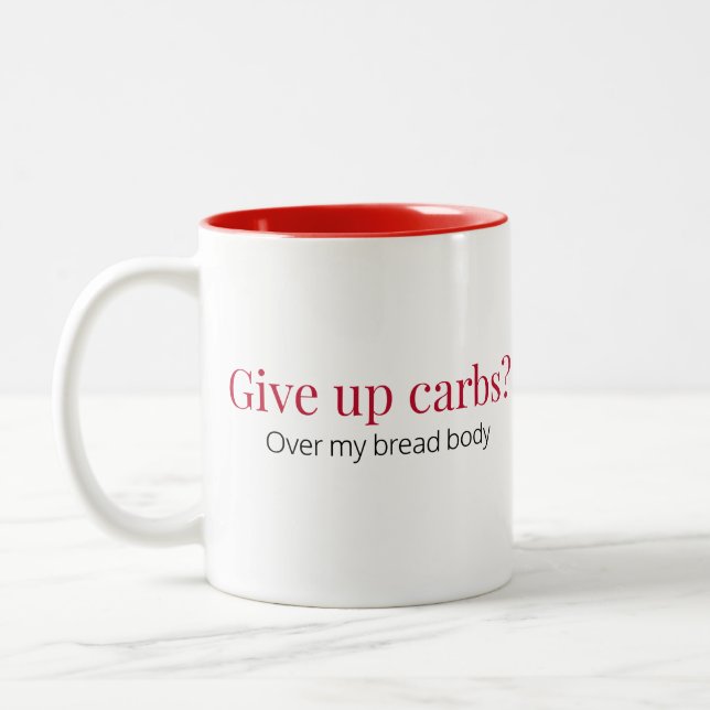 Tasse 2 Couleurs Drôle Humoristique Carb Lover Rouge (Gauche)