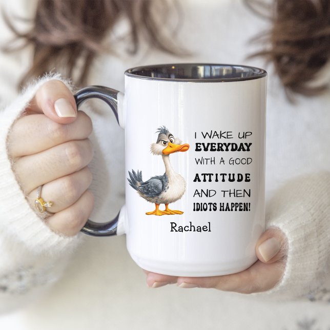 Tasse 2 Couleurs Drôle "Idiots Happen" Canard en colère Personnalis (Créateur téléchargé)