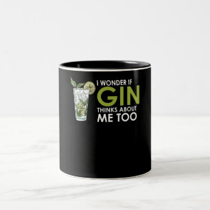 Tasse 2 Couleurs Drôle Je Me Demande Si Gin Pense À Moi Aussi