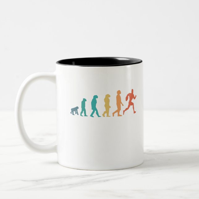 Tasse 2 Couleurs Drôle Joueur de rugby Évolution humaine Sport Retr (Gauche)