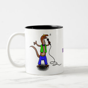 Tasse 2 Couleurs Drôle lézard chantant avec bande dessinée de micro