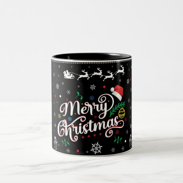 Tasse 2 Couleurs Drôle Mauvais Joyeux Noël (Centre)