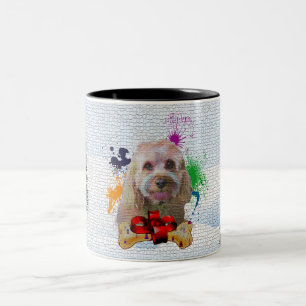 Tasse 2 Couleurs Drôle, mignon Chien Cavapou Joyeux Noël