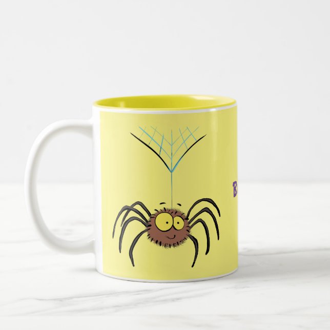 Tasse 2 Couleurs Drôle mignon dessin animé d'araignée moelleuse (Gauche)