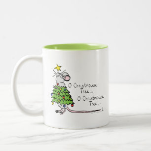 Tasse 2 Couleurs Drôle Noël mignon Souris Arbre Cartoon