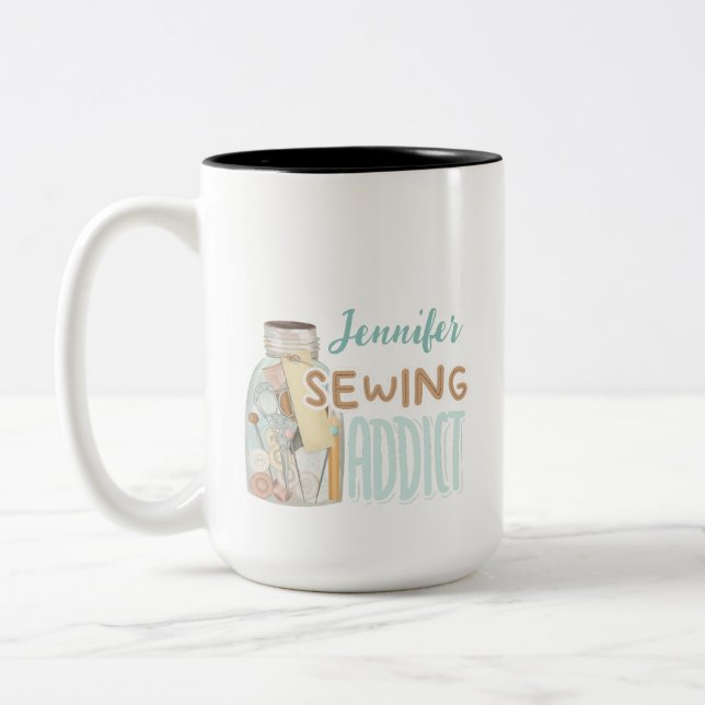 Tasse 2 Couleurs Drôle Nom Personnalisé Seamstress Addict Couture (Gauche)