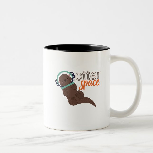 Tasse 2 Couleurs Drôle Otter Space Animal Cartoon et Humour (Droit)