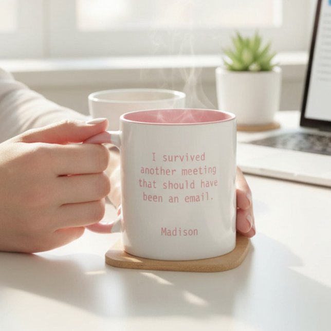 Tasse 2 Couleurs Drôle Personnalisé I Survié Bureau Réunion (Créateur téléchargé)