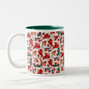 Tasse 2 Couleurs Drôle portugais Podengo Motif de Noël