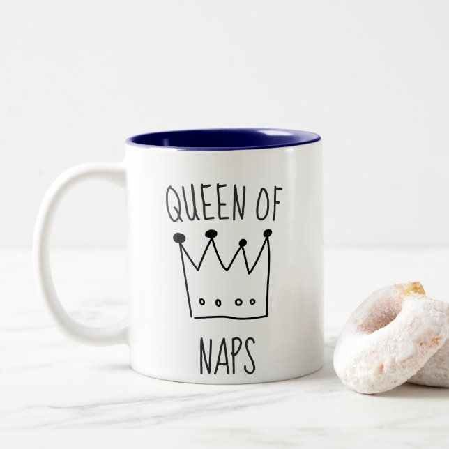 Tasse 2 Couleurs Drôle Queen of Naps Crown Coffee (Avec donut)
