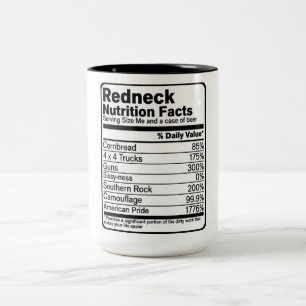 Tasse 2 Couleurs Drôle Redneck Nutritionnel Faits Deux Tons Café M