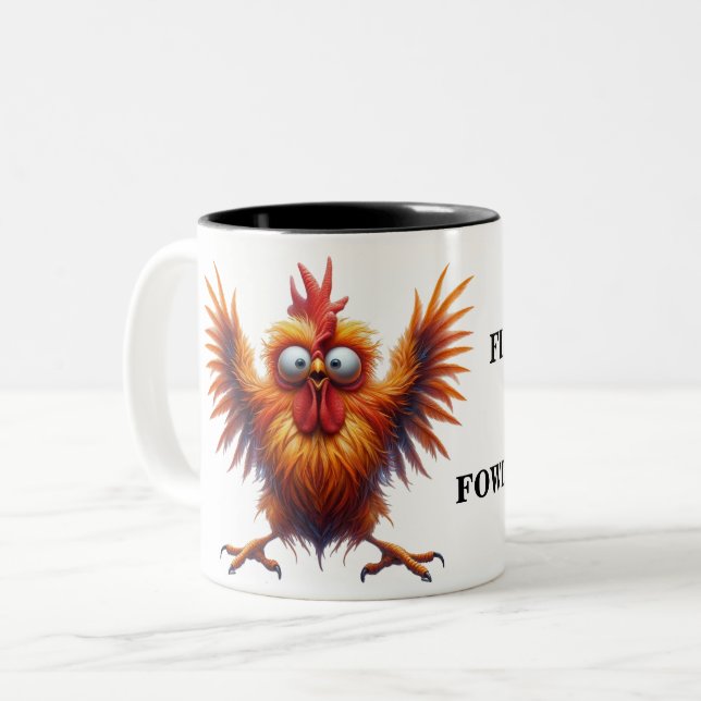 Tasse 2 Couleurs Drôle Sarcasme de poulet (Devant gauche)