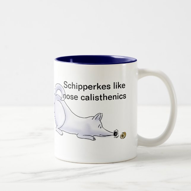 Tasse 2 Couleurs Drôle Schipperke Dessin de Chien (Droit)