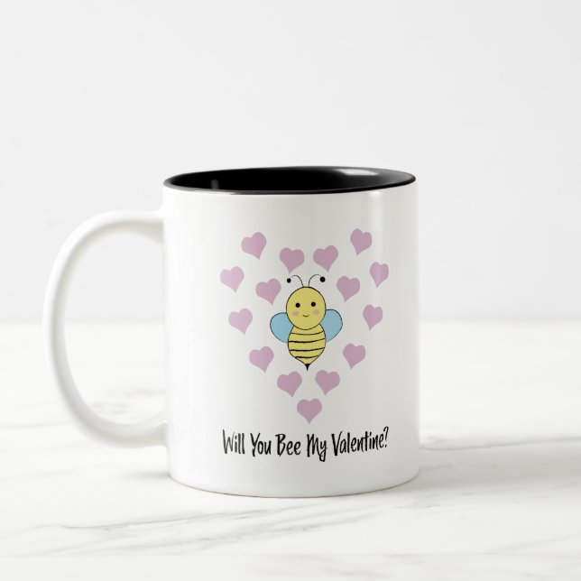 Tasse 2 Couleurs Drôle Serez-Vous Ma Valentine ? (Gauche)