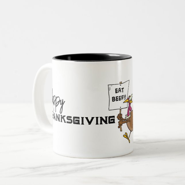 Tasse 2 Couleurs Drôle Thanksgiving (Devant gauche)
