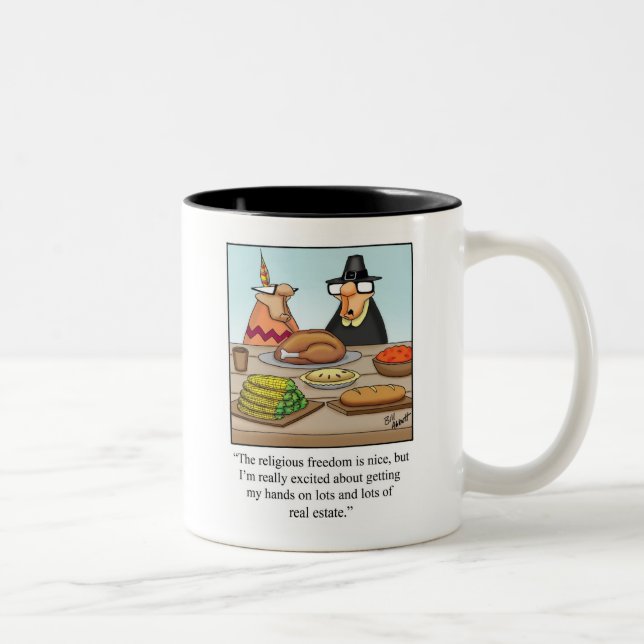 Tasse 2 Couleurs Drôle Thanksgiving Religieux Liberté & Immobilier (Droit)