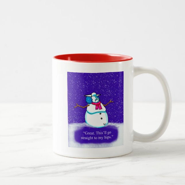 Tasse 2 Couleurs Drôle Vacances Femme de Neige Cartoon (Droit)