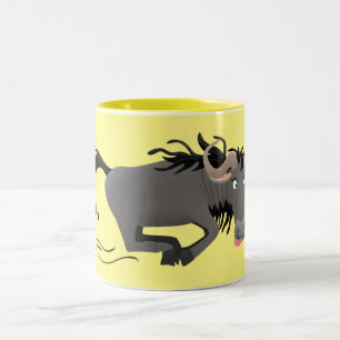 Tasse 2 Couleurs Drôle wildebeest tourner dessin animé illustration