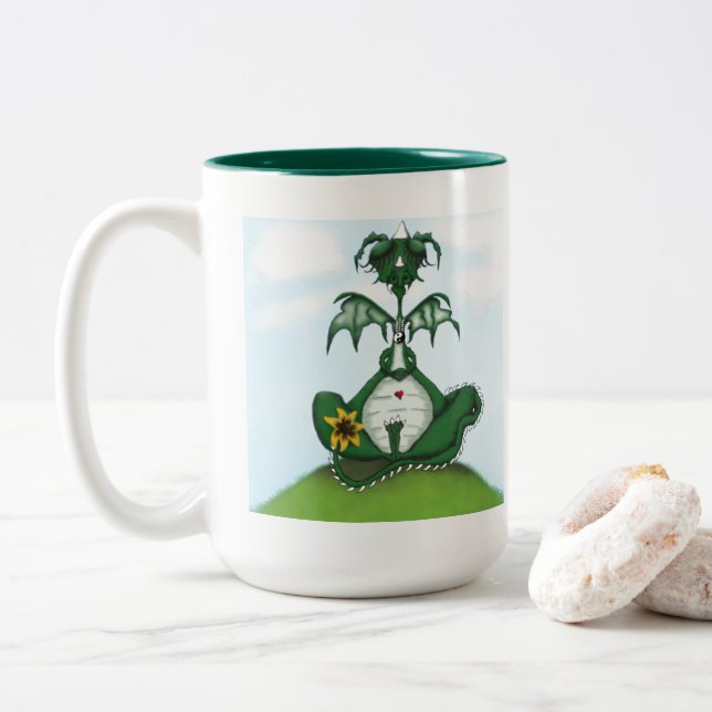 Tasse 2 Couleurs Drôle Yogi Dragon Peinture (Avec donut)