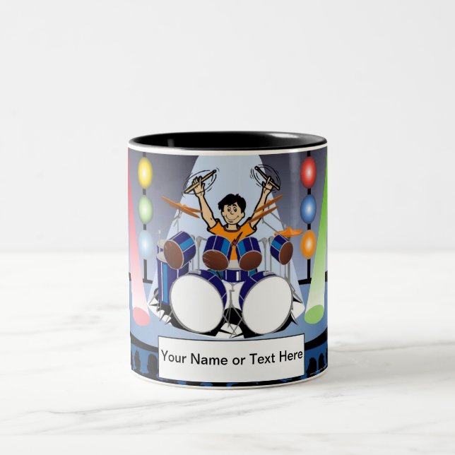 Tasse 2 Couleurs Drummer personnalisé - Dessin masculin (Centre)