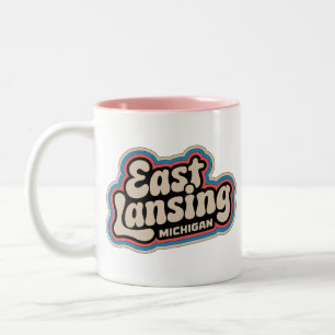 Tasse 2 Couleurs East Lansing les années 70 Retro Michigan Vintage 