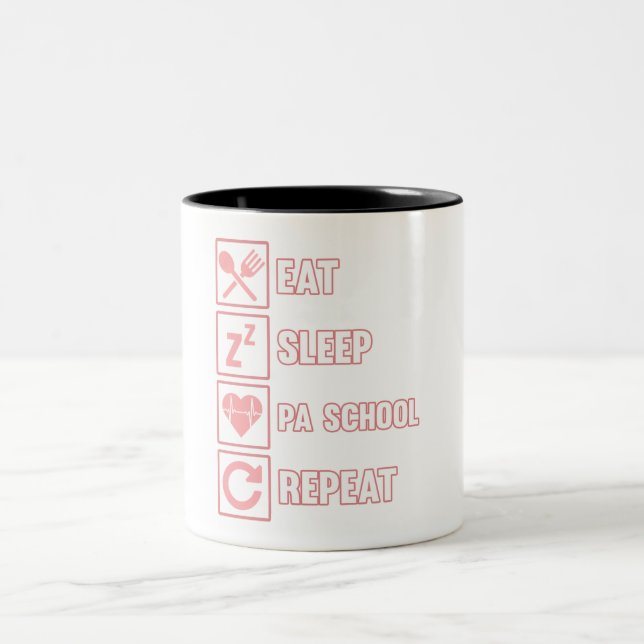 Tasse 2 Couleurs Eat Sleep PA Médecin de l'école Assistant Médicale (Centre)