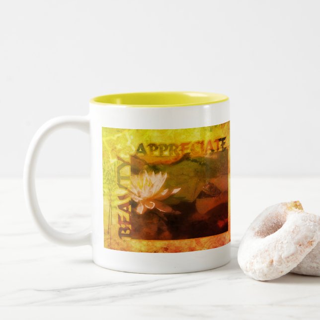 Tasse 2 Couleurs Eau de grenouille Apprécier la beauté Inspirationn (Avec donut)